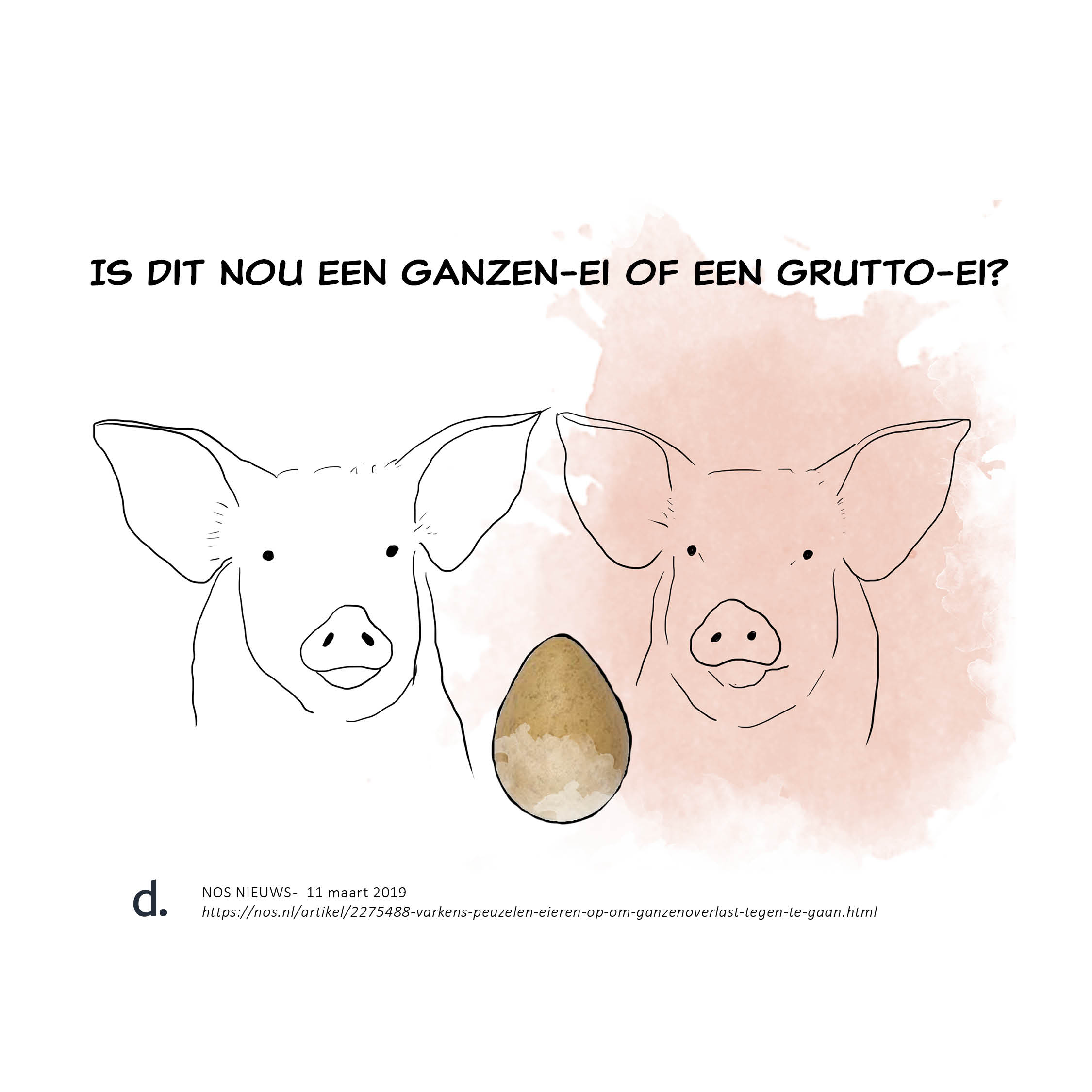 natuurillustratie doortje.NL cartoon varkens eten ganzeneieren